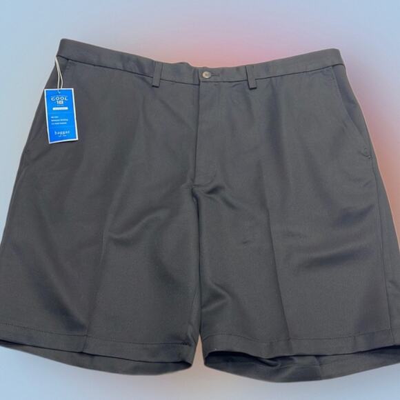 HAGGAR Men’s 40 Black Flat Front Shorts - Picture 1 of 4